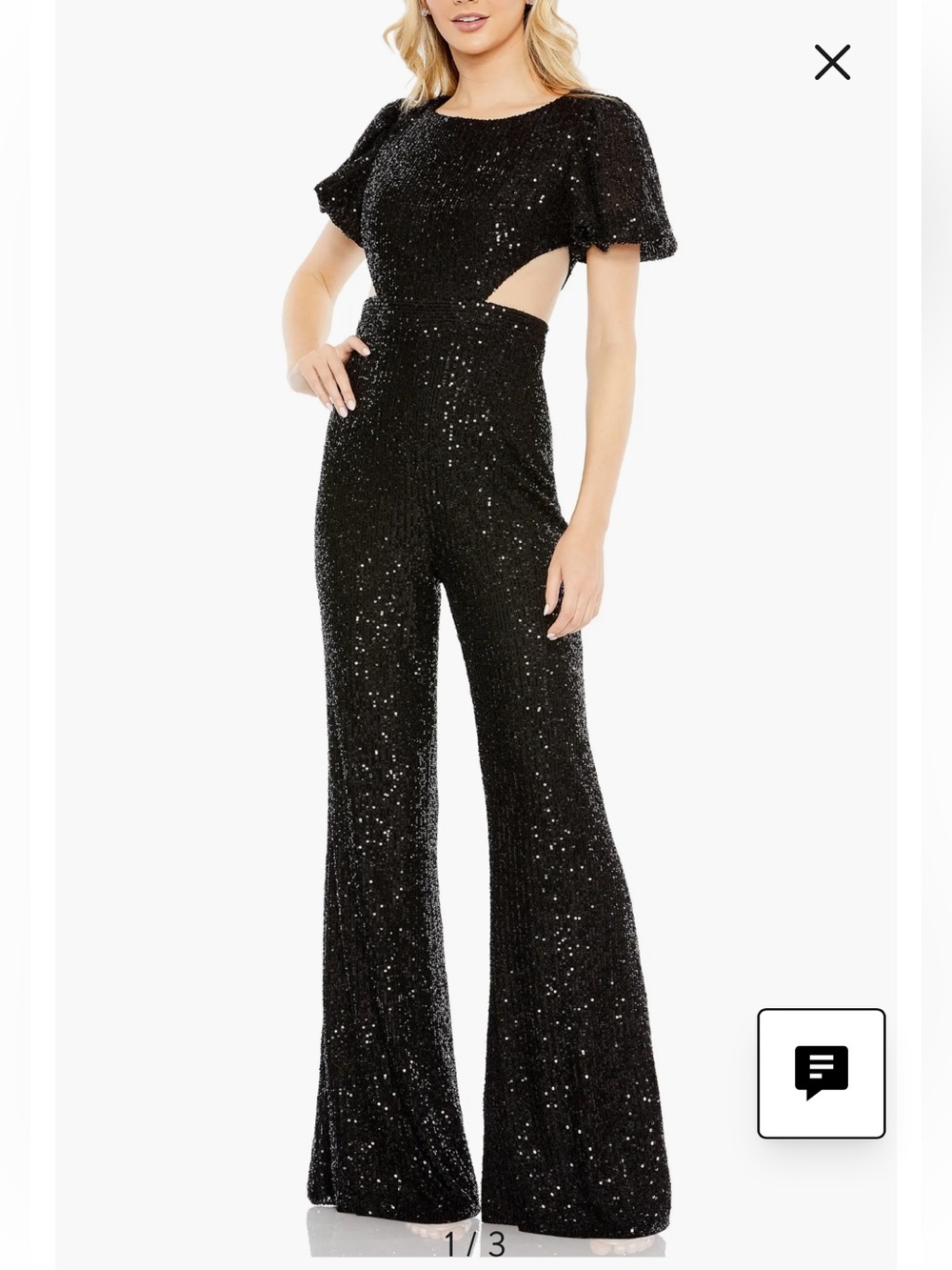 Ienna For MacDuggal Style # 11273 Black Sequin Evening Jumpsuit Size 4 NWT